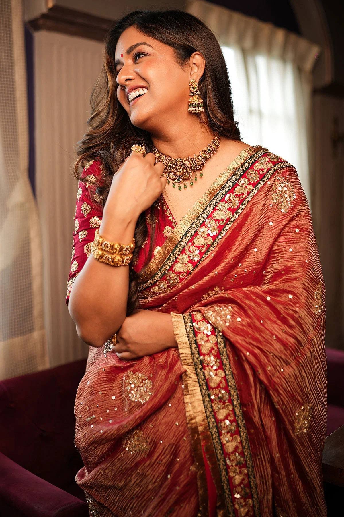 Antara — Traditional Banarasi Crush Saree with Sequins & Jari Embroidery | With Blouse Piece - Image 9