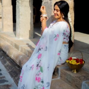 ELEGANT LINEN DIGITAL PRINT SAREE