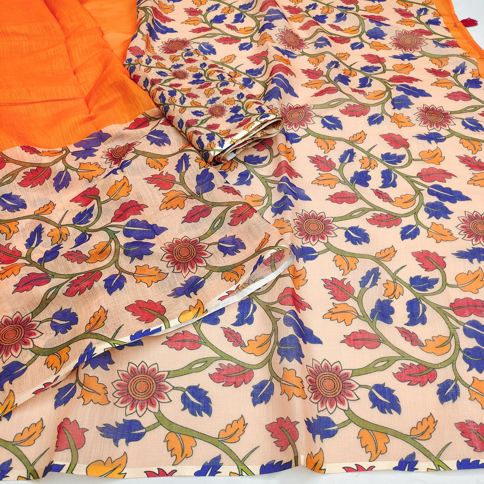 Elegant Ikkat Patola Linen Cotton Saree with Tassel Pallu & Matching Blouse - Image 2