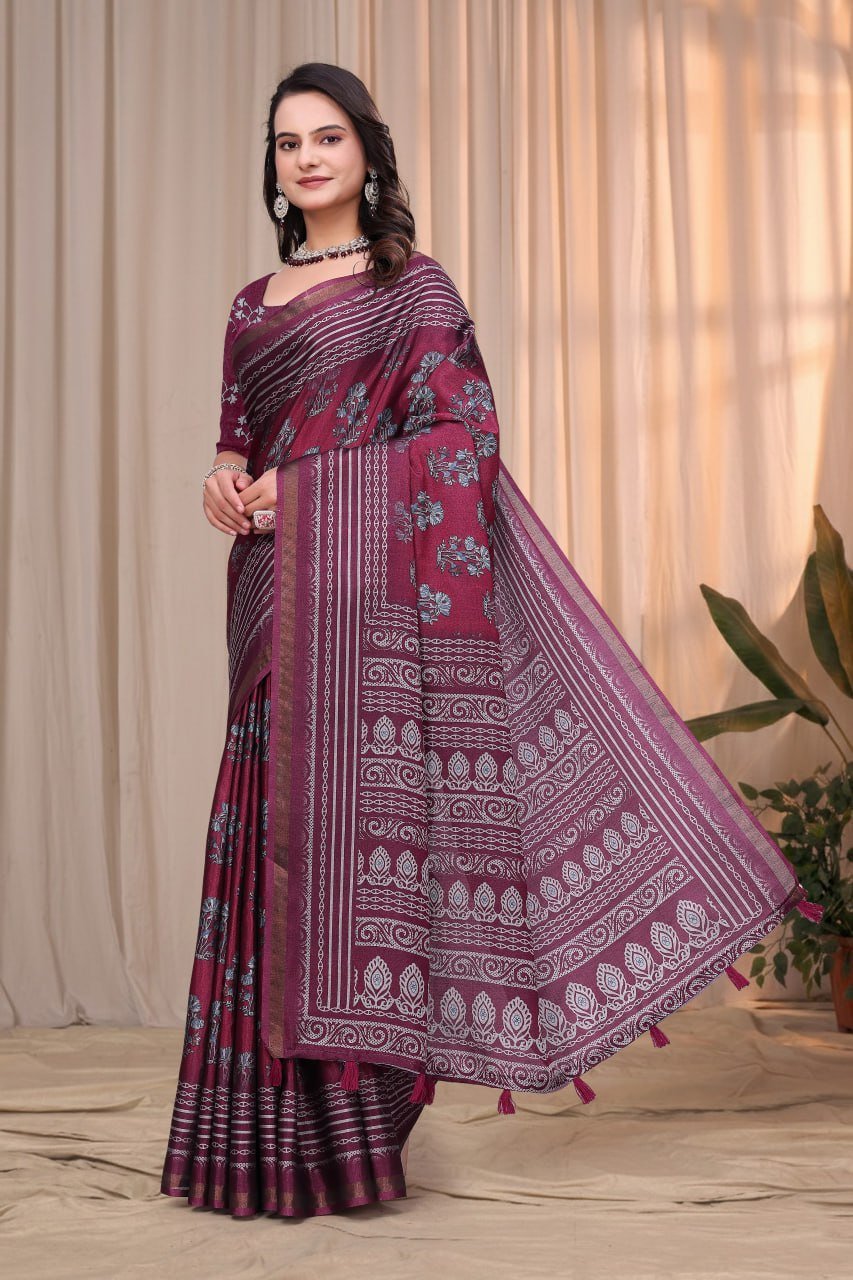 Elegant Mal Cotton Saree with Matching Designer Blouse Piece - Image 3