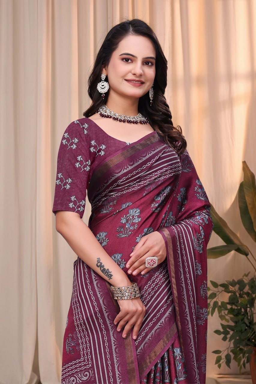 Elegant Mal Cotton Saree with Matching Designer Blouse Piece - Image 4