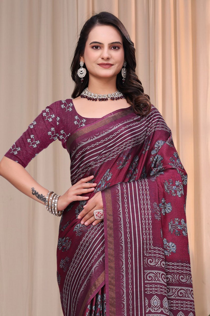 Elegant Mal Cotton Saree with Matching Designer Blouse Piece - Image 5