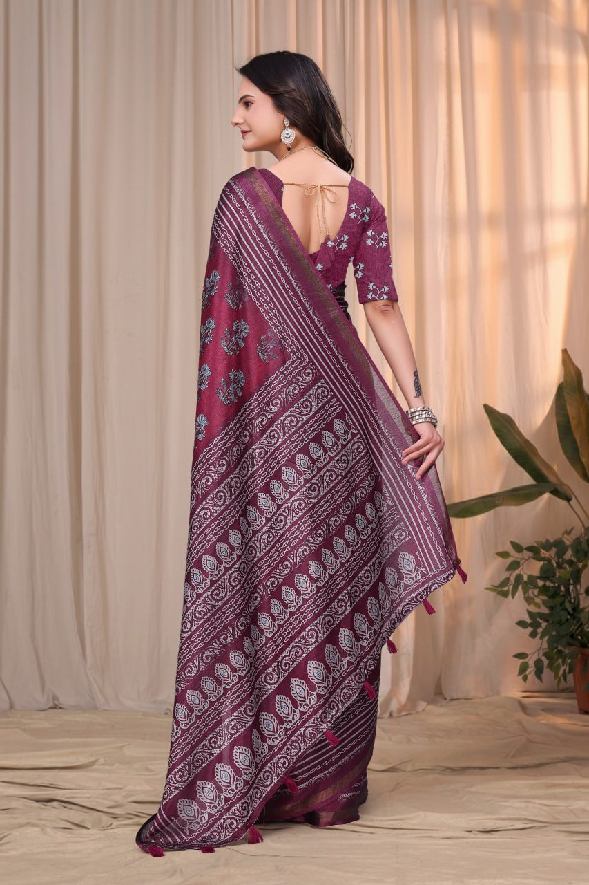 Elegant Mal Cotton Saree with Matching Designer Blouse Piece - Image 2