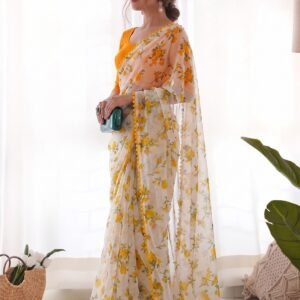 PREMIUM HEAVY CHIFFON SAREE WITH LACE BORDER