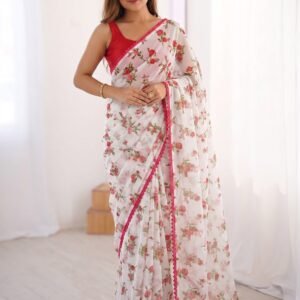 PREMIUM HEAVY CHIFFON SAREE WITH LACE BORDER