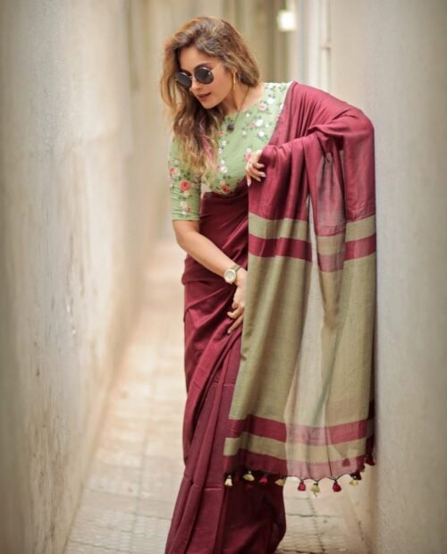 Premium Lilan Cotton Digital Print Saree with Rich Pallu & Lace Border