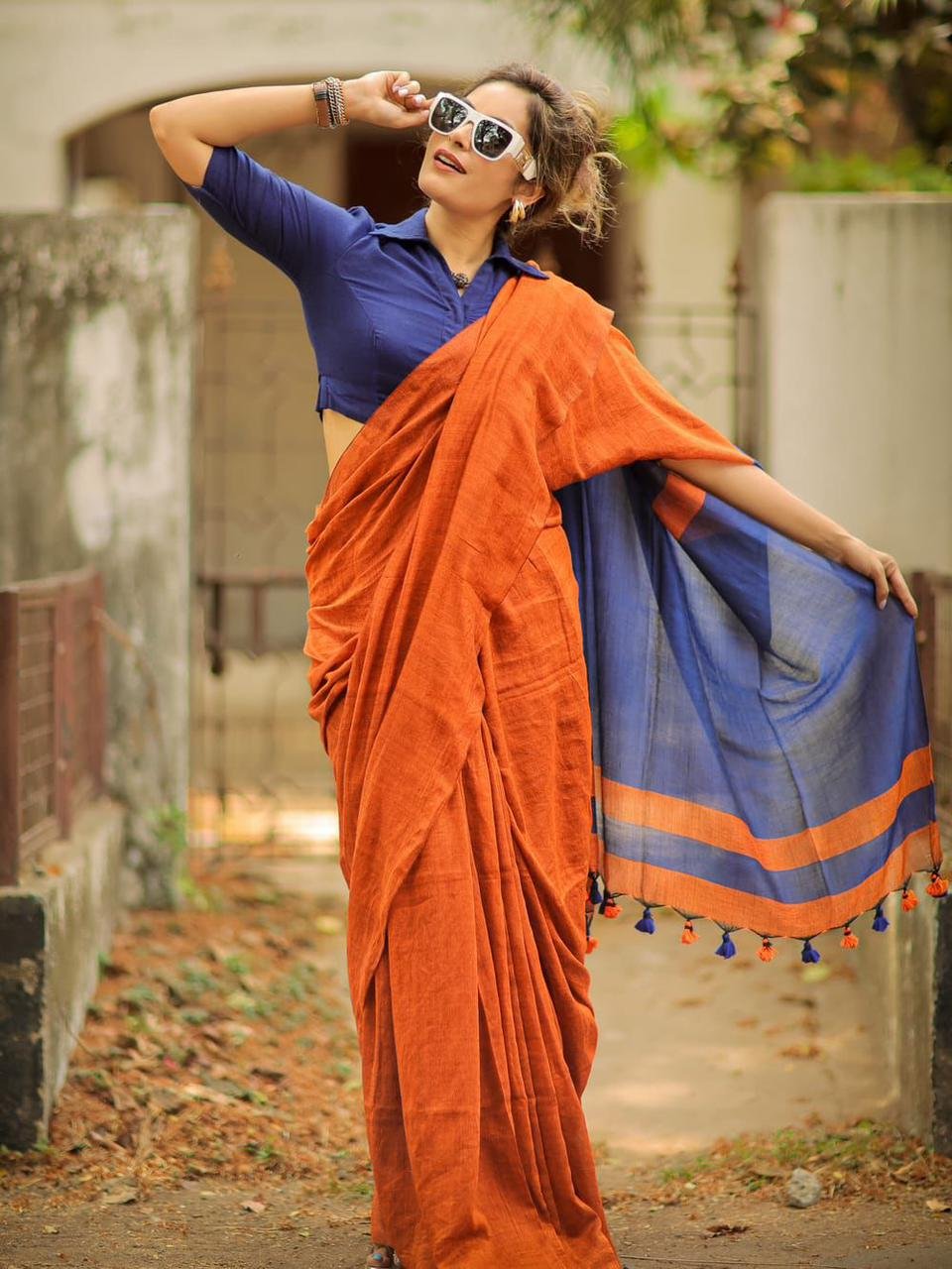 Premium Lilan Cotton Digital Print Saree with Rich Pallu & Lace Border - Image 4