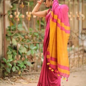 Premium Lilan Cotton Digital Print Saree with Rich Pallu & Lace Border