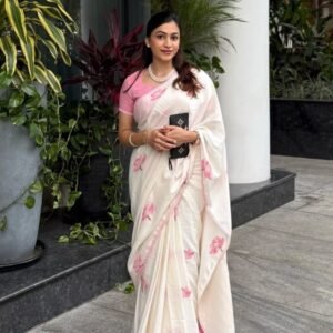 Premium Lilan Cotton Digital Print Saree with Rich Pallu & Lace Border
