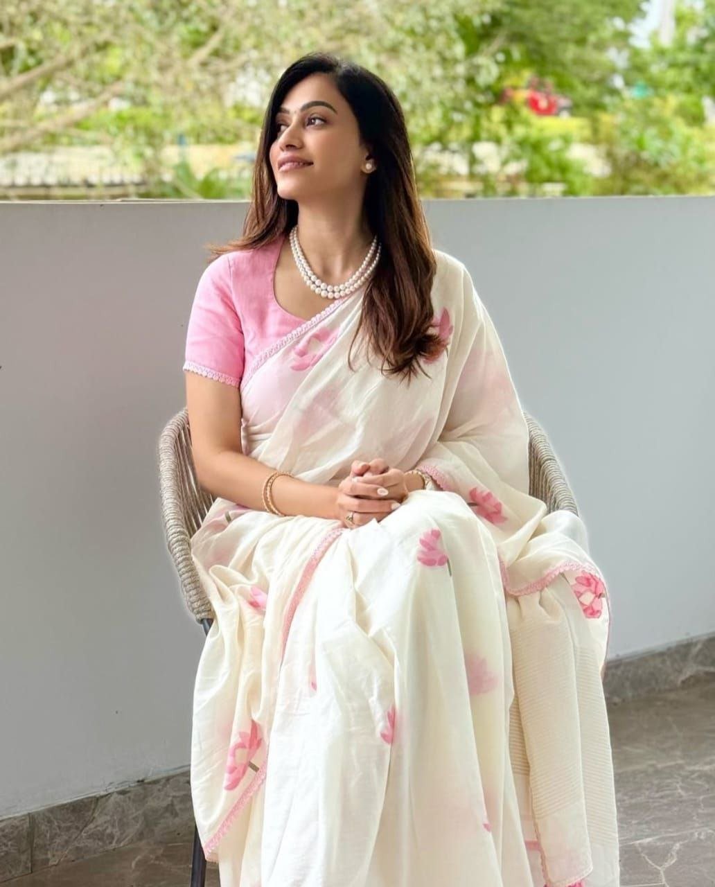 Premium Lilan Cotton Digital Print Saree with Rich Pallu & Lace Border - Image 3