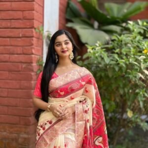 Premium Linen Digital Print Saree
