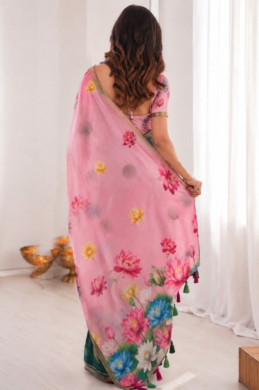 Premium Mul Cotton Silk Bandhej Design Saree with Elegant Zari Border - Image 3