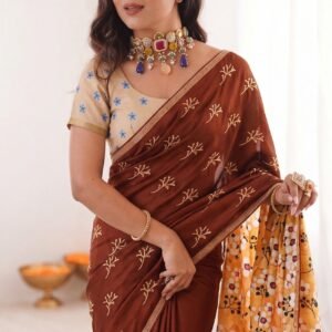 Premium Mul Cotton Silk Bandhej Design Saree with Traditional Zari Borde