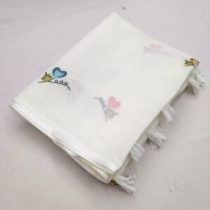 Premium Soft Linen Cotton Heart & Flower Print Saree with Tassel Pallu & Unstitched Blouse