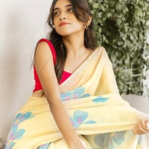 STYLISH LINEN DIGITAL PRINT SAREE