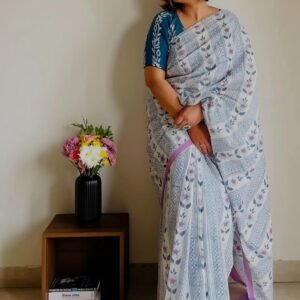 Timeless Grace in Linen Digital Print Saree